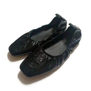 Tory Burch Black Square Toe Patent Leather Ballet Flats Size 7M